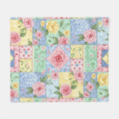 Pastell-Blumen-Patchwork-Picknick-Muster (10) Fleecedecke (Vorderseite (Horizontal))