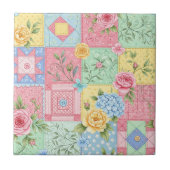 Pastell-Blumen-Patchwork-Picknick-Muster (10) Fliese (Vorderseite)