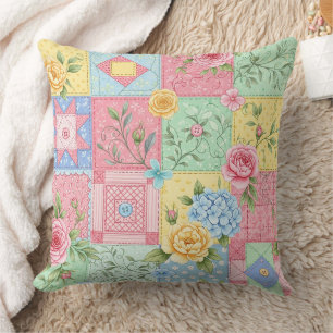 Pastell-Blumen-Patchwork-Picknick-Muster (10) Kissen
