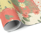 Pastell-Blumen-Patchwork-Picknick-Muster (11) Geschenkpapier (Rolleneckpunkt)