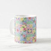 Pastell-Blumen-Patchwork-Picknick-Muster (11) Kaffeetasse (Vorderseite Links)