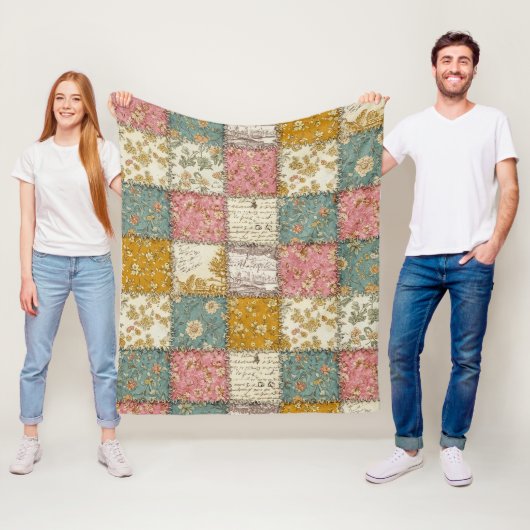 Pastell Blumen-Patchwork-Picknick-Muster (12) Fleecedecke (Beispiel)