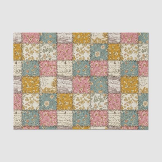 Pastell-Blumen-Patchwork-Picknick-Muster (12) Seidenpapier (Vorderseite)