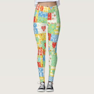 Pastell-Blumen-Patchwork-Picknick-Muster (1) Leggings