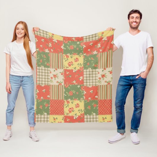 Pastell-Blumen-Patchwork-Picknick-Muster (2) Fleecedecke (Beispiel)
