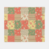Pastell-Blumen-Patchwork-Picknick-Muster (2) Fleecedecke (Vorderseite (Horizontal))