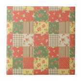 Pastell-Blumen-Patchwork-Picknick-Muster (2) Fliese (Vorderseite)