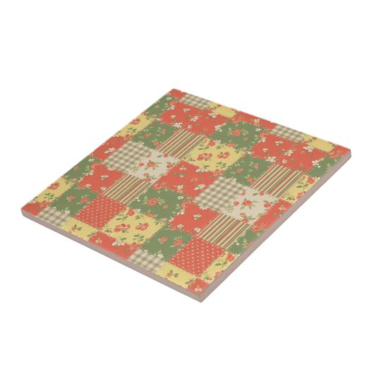 Pastell-Blumen-Patchwork-Picknick-Muster (2) Fliese (Seite)
