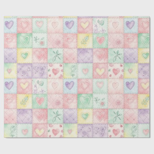 Pastell-Blumen-Patchwork-Picknick-Muster (3) Geschenkpapier (Flach)