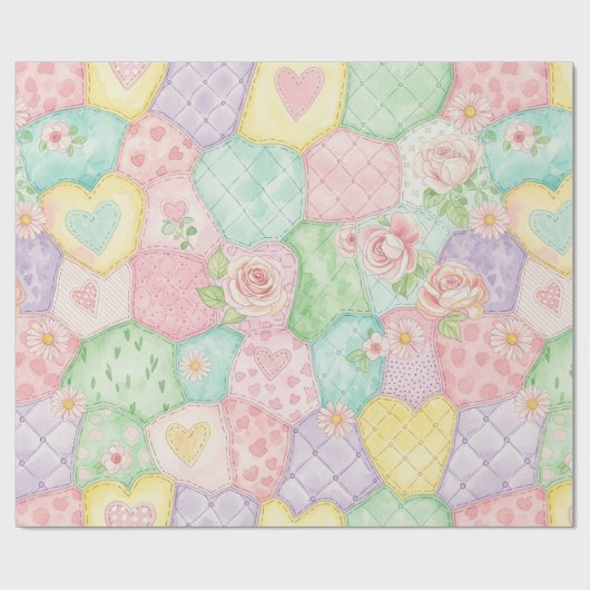 Pastell-Blumen-Patchwork-Picknick-Muster (4) Geschenkpapier (Flach)