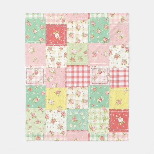 Pastell-Blumen-Patchwork-Picknick-Muster (5) Fleecedecke (Vorderseite)
