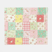 Pastell-Blumen-Patchwork-Picknick-Muster (5) Fleecedecke (Vorderseite (Horizontal))