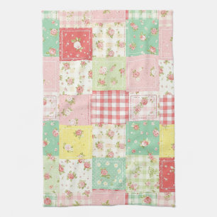 Pastell-Blumen-Patchwork-Picknick-Muster (5) Geschirrtuch
