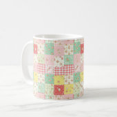 Pastell-Blumen-Patchwork-Picknick-Muster (5) Kaffeetasse (Vorderseite Links)