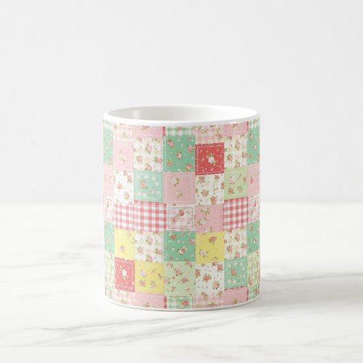 Pastell-Blumen-Patchwork-Picknick-Muster (5) Kaffeetasse (Mittel)
