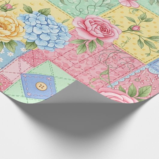 Pastell-Blumen-Patchwork-Picknick-Muster (9) Geschenkpapier (Ecke)