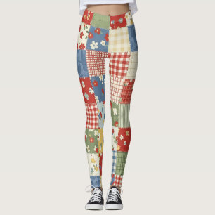 Pastell-Blumen-Patchwork-Picknick-Muster (9) Leggings