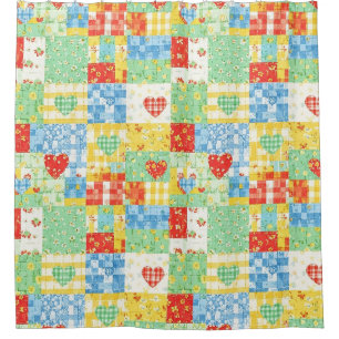 Pastell-Blumen-Patchwork-Picknick-Muster Duschvorhang