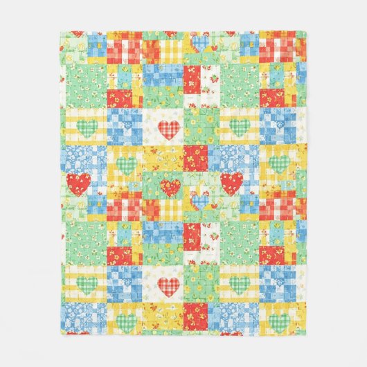 Pastell-Blumen-Patchwork-Picknick-Muster Fleecedecke (Vorderseite)