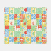 Pastell-Blumen-Patchwork-Picknick-Muster Fleecedecke (Vorderseite (Horizontal))