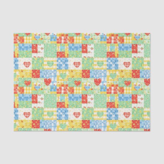 Pastell-Blumen-Patchwork-Picknick-Muster Seidenpapier (Vorderseite)