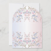 Pastell Blumen Pink & Blau Er oder Sie Geschlechts Einladung (Rückseite)