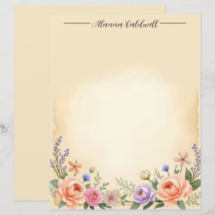 Pastell-Blumen-Rahmen-Briefpapier
