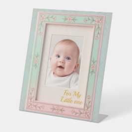 Pastell-Blumen-Rosa-Mint-Bilderrahmen Sockelschild