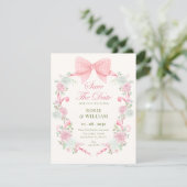 Pastell-Blumen-Schleife elegant Save The Date (Stehend Vorderseite)