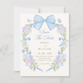 Pastell-Blumen-Schleife Save The Date (Vorderseite)