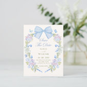 Pastell-Blumen-Schleife Save The Date (Stehend Vorderseite)