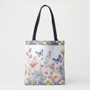 Pastell-Blumen-Schmetterling – Elegante Naturliebh Tasche