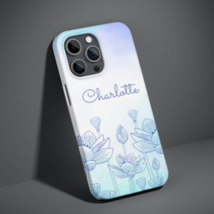 Pastell-Blumen-Silhouette-Overlay personalisierter Case-Mate iPhone 14 Hülle