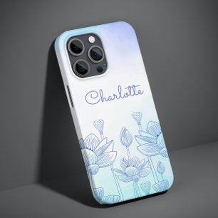 Pastell-Blumen-Silhouette-Overlay personalisierter Case-Mate iPhone 14 Plus Hülle