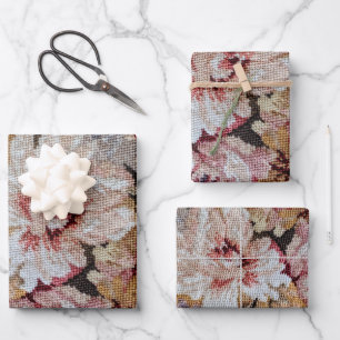 Pastell-Blumen-Stickerei-Fotografie  Geschenkpapier Set