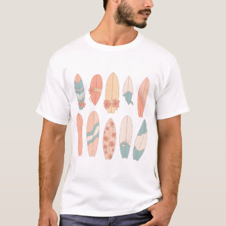 Pastell-Blumen-Surfbrett T-Shirt