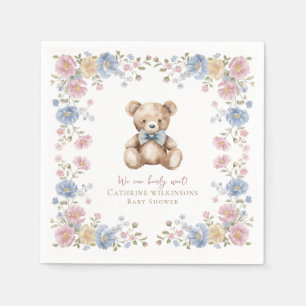 Pastell-Blumen-Teddybär-Baby-Shower-Servietten Serviette