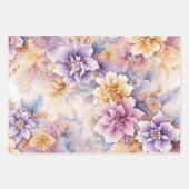 Pastell-Blumen-Verpackungspapier-Set – Elegantes 3 Geschenkpapier Set (Vorderseite 2)