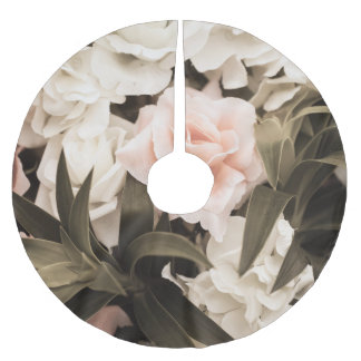 Pastell-Blumen-Vintage: Zeitlose Eleganz Polyester Weihnachtsbaumdecke