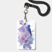 Pastell-Blumen-Vogelnamensschild Ausweis (Vorderseite mit Lanyard)