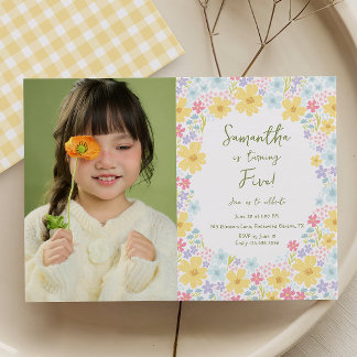 Pastell Blumen Wildblumen Kinder Geburtstags Einla Einladung