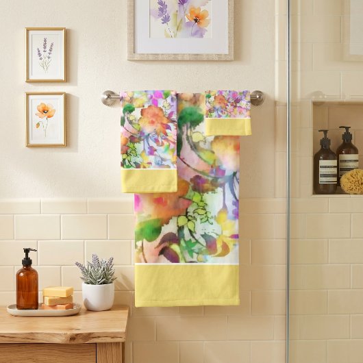 Pastell Blumenbadehandtuch Set