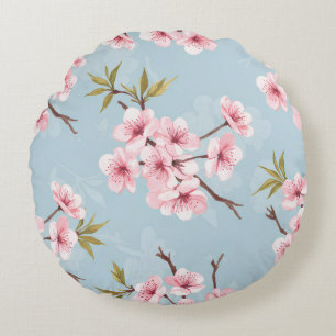 Pastell-Blumenbettwäsche Rundes Kissen