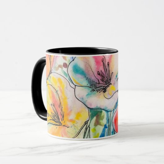 Pastell-Blumendesign Tasse (Vorderseite Links)
