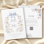 Pastell-Blumenkranz QR-Code Hochzeitswebsite Einladung