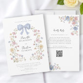 Pastell-Blumenkranz QR-Code Hochzeitswebsite Einladung
