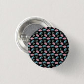 Pastell-Blumenmuster auf schwarzem Hintergrund | C Button (Vorne & Hinten)