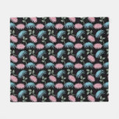 Pastell-Blumenmuster auf schwarzem Hintergrund | C Fleecedecke (Vorderseite (Horizontal))