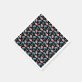 Pastell-Blumenmuster auf schwarzem Hintergrund | C Serviette (Ecke)