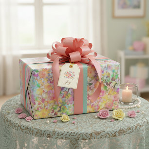 Pastell-Blumenmuster Geschenkpapier